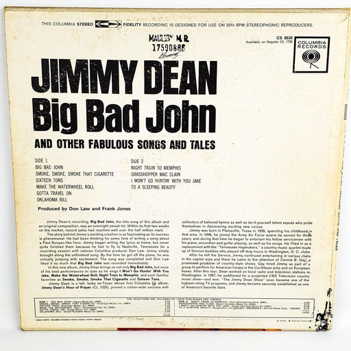 Jimmy Dean Big Bad John Record 33 RPM LP CS 8535 Columbia 1961 2