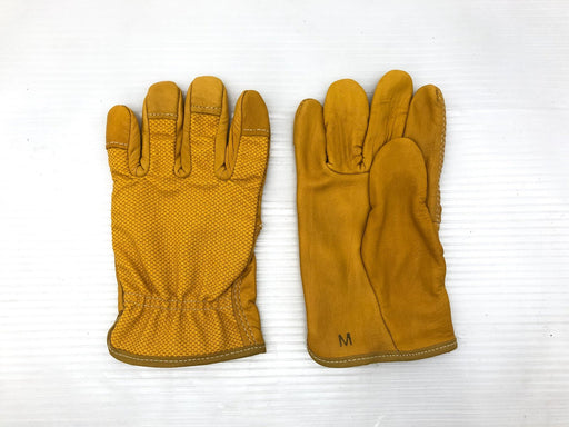6 Pairs Leather Palm Safety Gloves Split PVC Tan Dash Dot Back Fabric MEDIUM 2