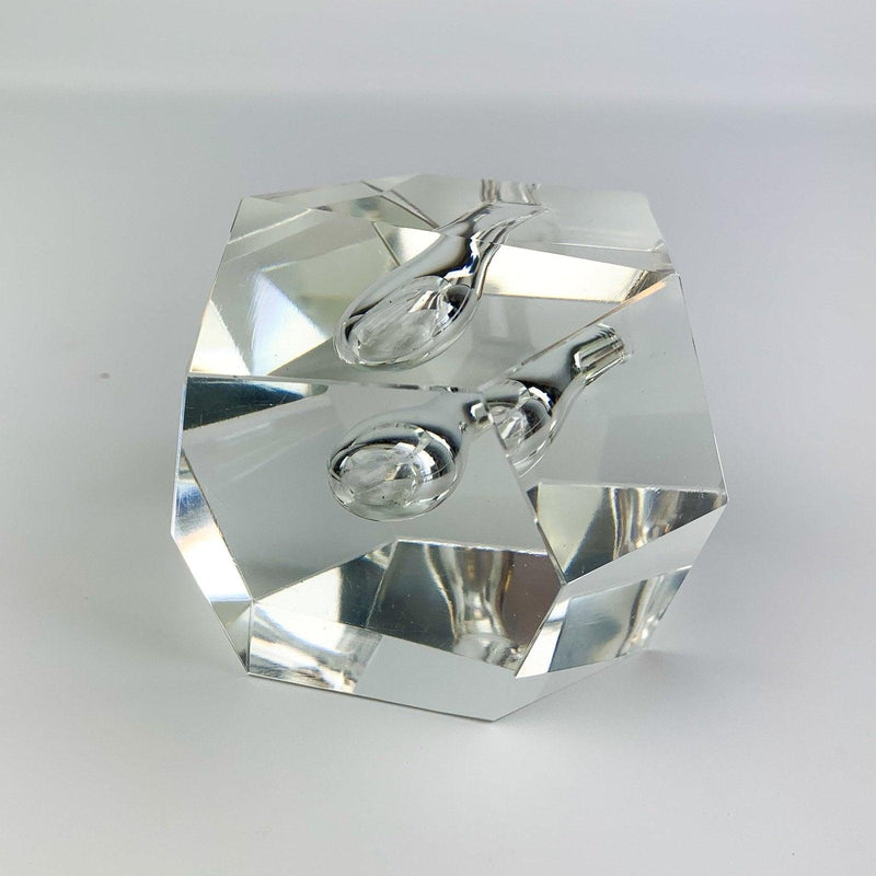 Faceted Crystal Orchid Bud Vase Geode Paperweight Mid Century Modern Art Glass 6