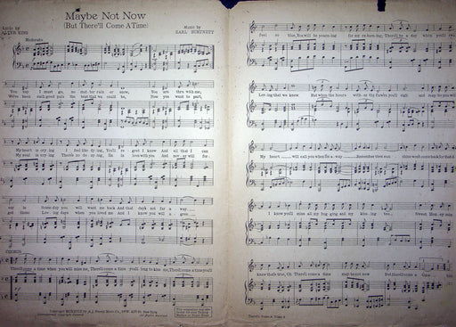 Sheet Music There'll Come A Time Walter King Earl Burtnett 1918 A J Stasny 2