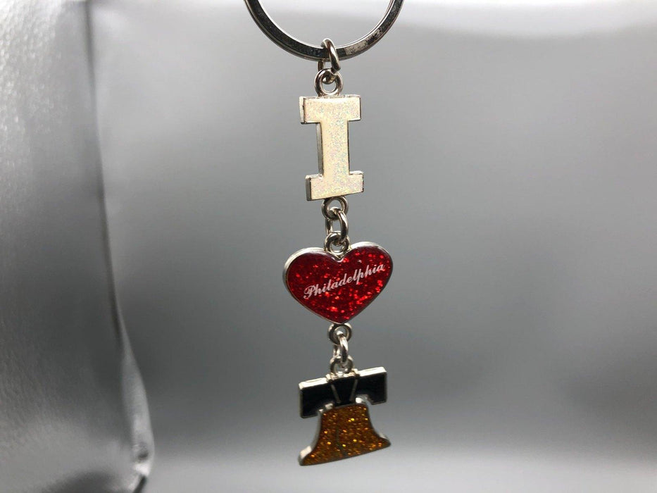 Philadelphia Key Chain Souvenir Trinket I Heart Philly Bell Sparkle Epoxy 7