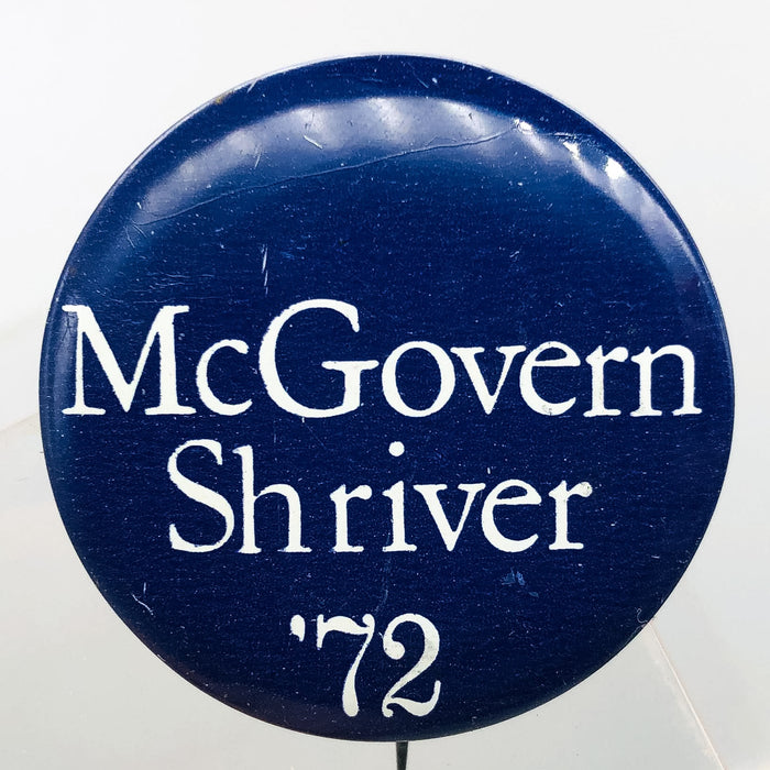 McGovern Shriver Political Button Pin 1.25" Presidential Campaign 1972 Blue 2