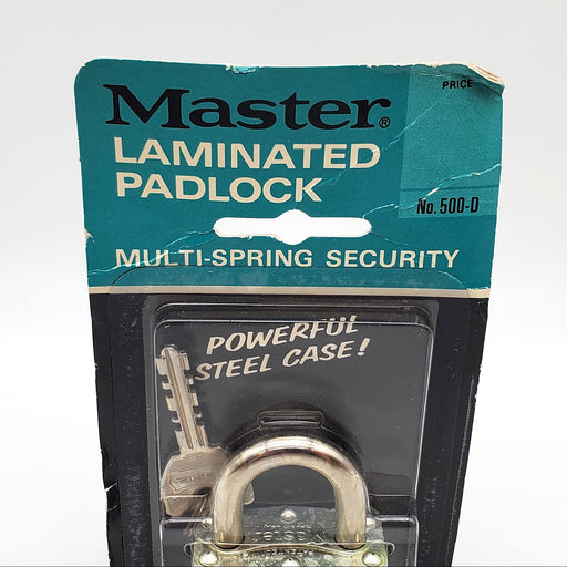 Vintage Master Padlock 500-D Laminated Multi-Spring Keyed USA Made NOS 2
