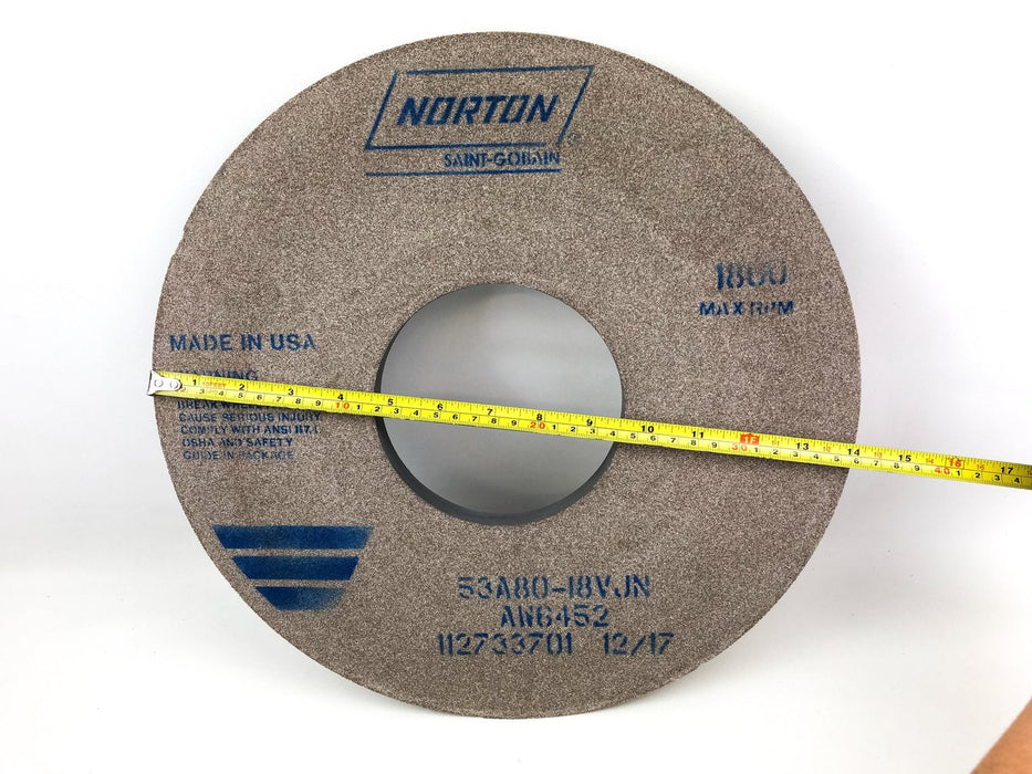 Grinding Wheel 14" Aluminum Oxide 5" Arbor Cylindrical .625" Norton 53A80-18VJN 3