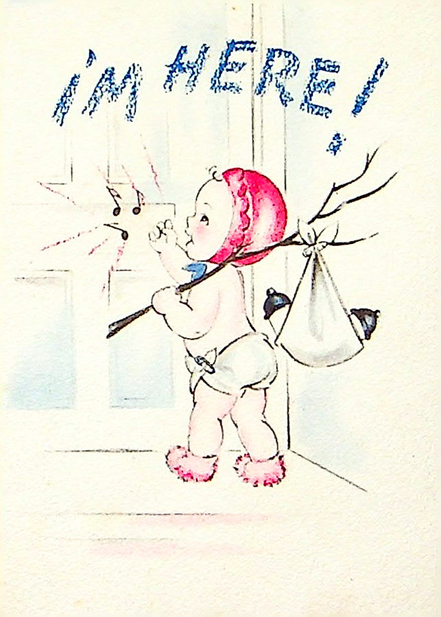 Vintage 1940's Congratulations On Your New Baby Cards Hallmark R&D Lot Of 4 USED