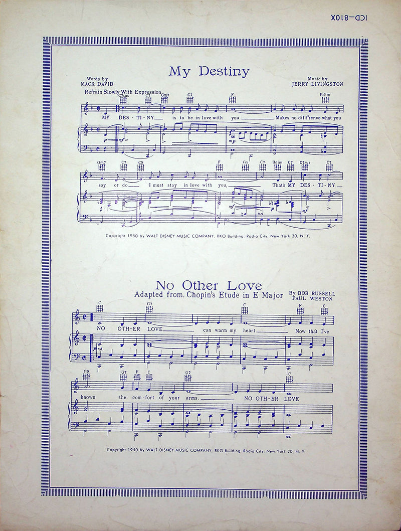 Sheet Music Would I Love You Walt Disney Music Bob Russell Harold Spina 1950 3