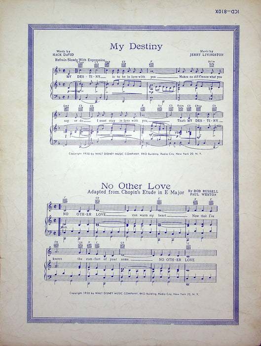 Sheet Music Would I Love You Walt Disney Music Bob Russell Harold Spina 1950 3