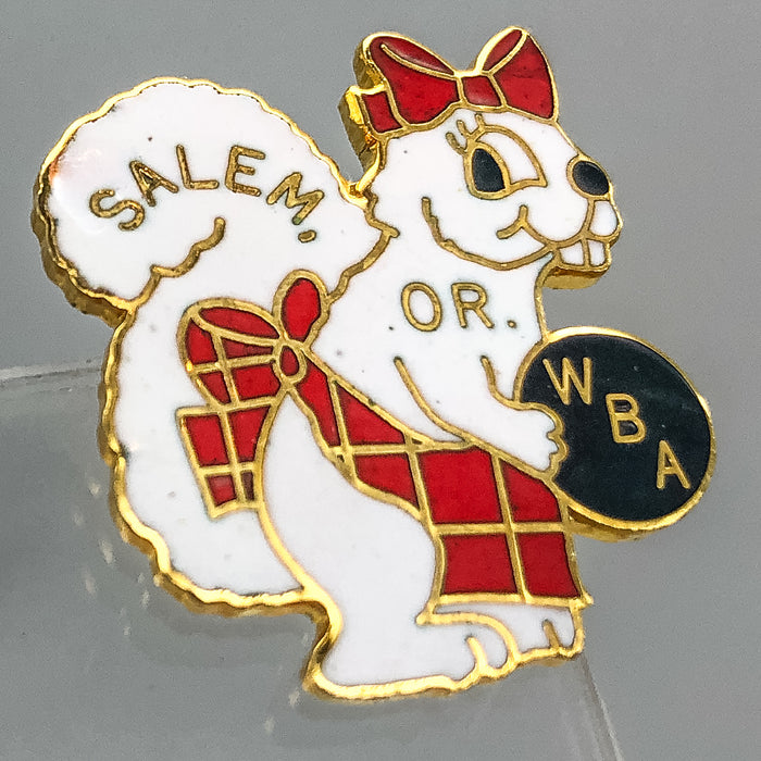 Womens Bowling Association Lapel Pin Pinback WBA Salem Oregon White Squirl