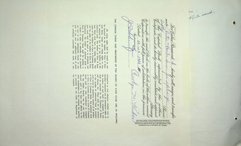 Reiter Dairy Company Stock Certificate Bond Scripophilly Akron Ohio 1967 No 324