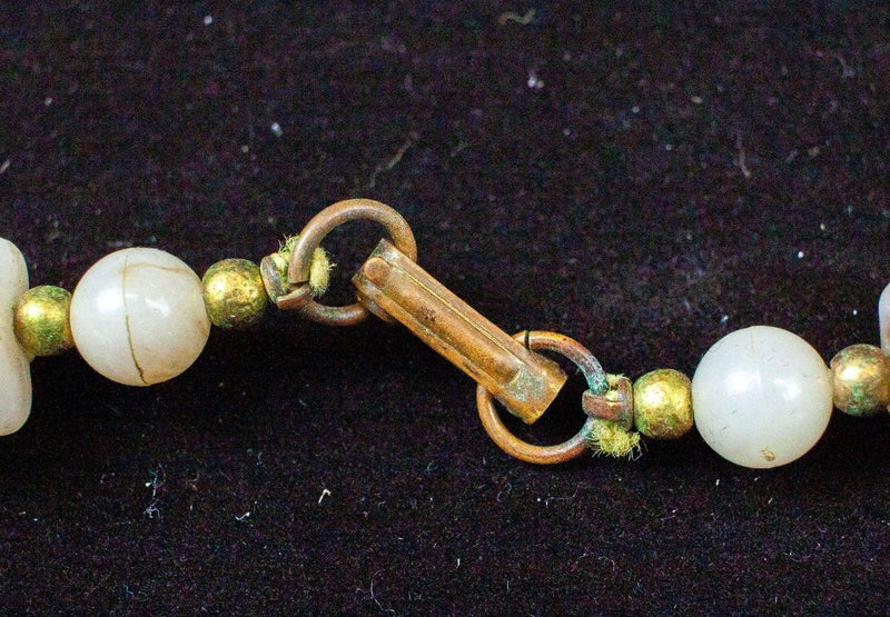 Vintage: White Cream Beaded Statement Necklace - w/ Gold Tone Accents | PREOWNED 4