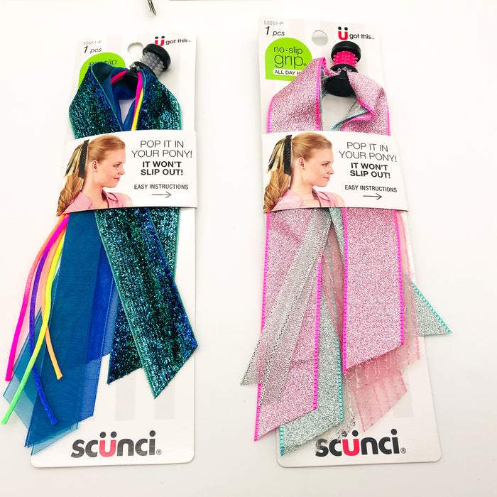 5-Pack Scunci Pop It In Your Pony Ponytail Ribbons No Slip Grip Colorful 53551P