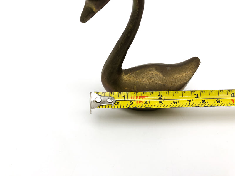 Vintage Solid Brass Swan Goose Figurine Statue India Mid Century Modern 3.5in