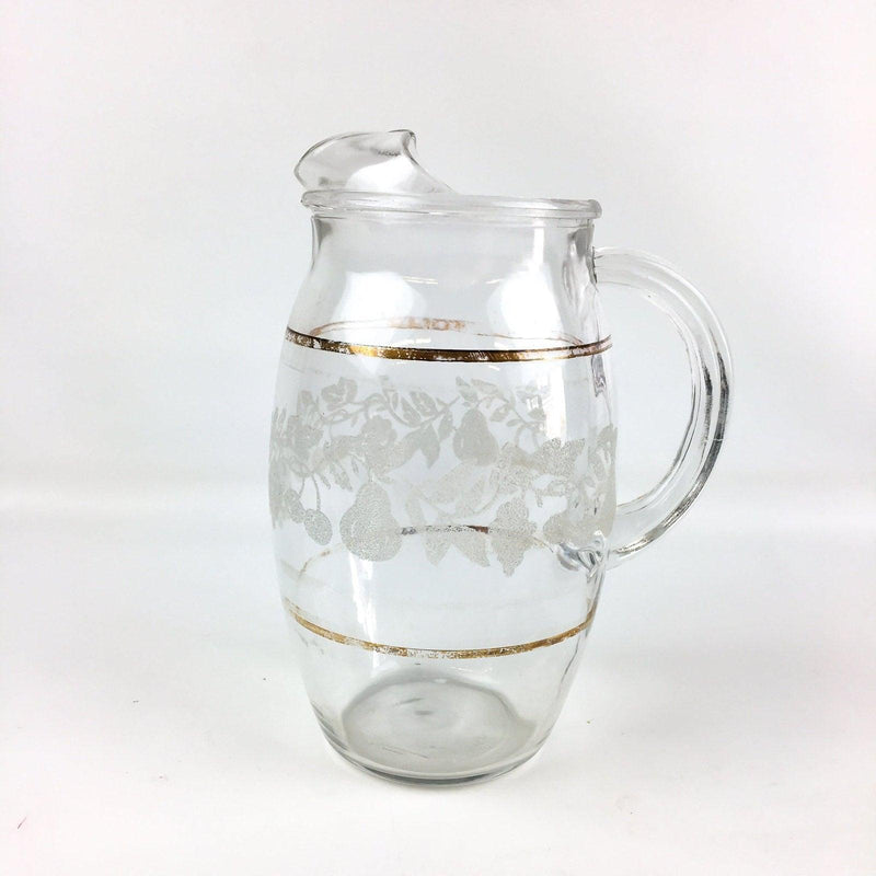 MCM Pitcher & Glass Tumbler Set 7" Pitcher & 4x 2-3" Tumblers Gold Band 4