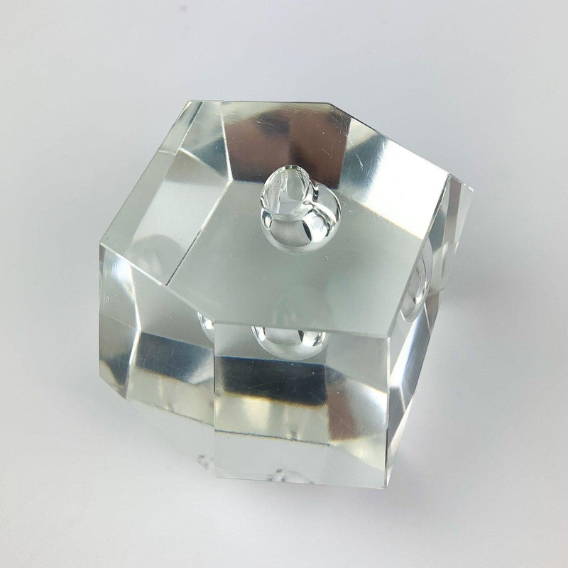 Faceted Crystal Orchid Bud Vase Geode Paperweight Mid Century Modern Art Glass 7