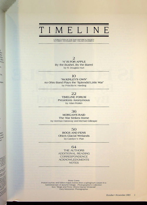 Timeline Ohio Historical Magazine Oct/Nov 1985 Vol 2 No 5 A is for Apple 2