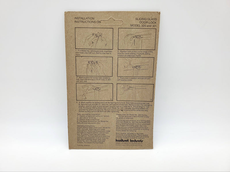 2x Kwikset Sliding Door Locks Non-Keyed No 321 KSP Patio Doors 1-3/8" to 1-9/16"