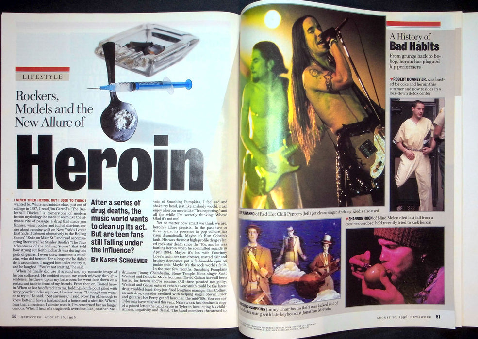 Newsweek Magazine August 26 1996 Heroin Epidemic Deaths Rockers Models Teenagers