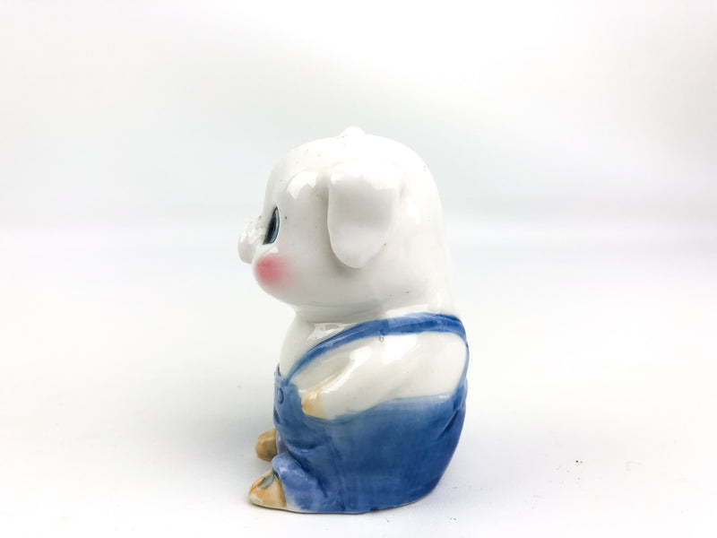 Porky Pig Salt & Pepper Shaker Little Piggy Rosy Cheeks Blue Overalls 3"