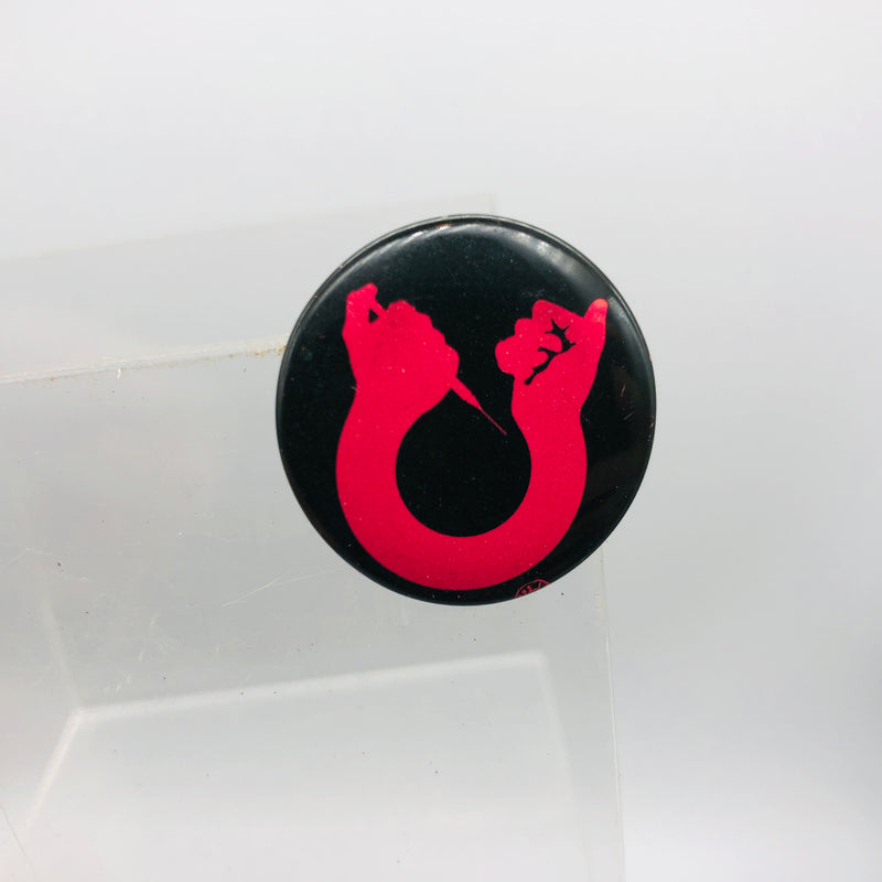 Vintage Pro Vaccine Button 1" Movement 1970s 1980s Letter V Needle Arm Hands