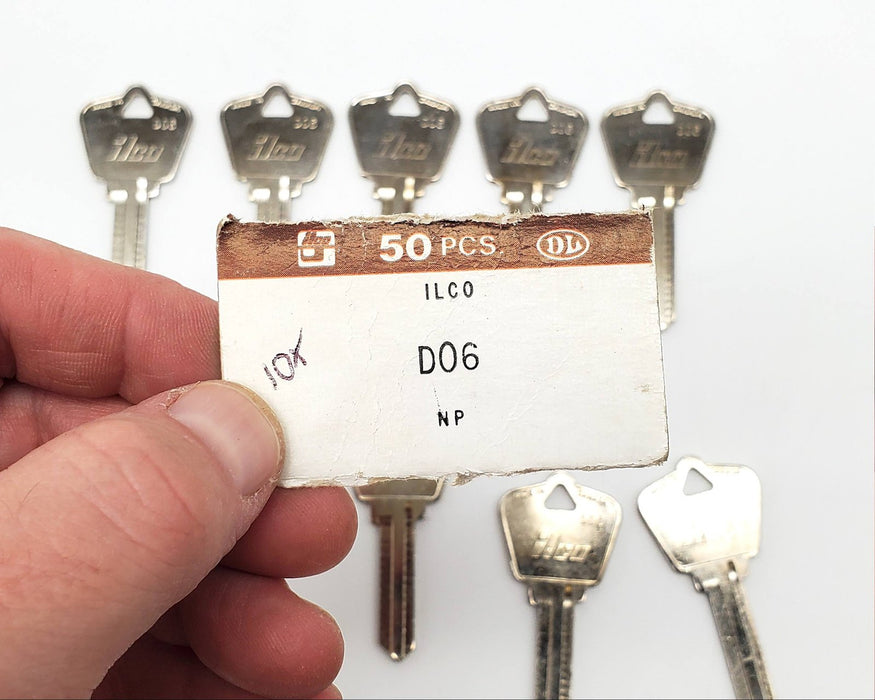 10x Ilco D06 Key Blanks Nickel Plated 6 Pin Dominion Lock NOS 4