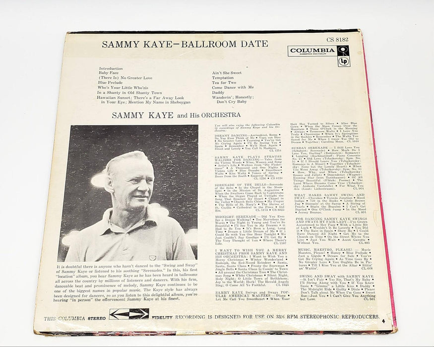 Sammy Kaye And His Orchestra Ballroom Date LP Record Columbia 1960 CS 8182 2