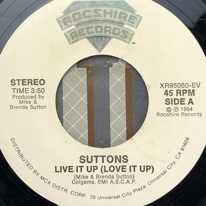 The Suttons 45 RPM 7" Single Live It Up Love It Up / Kraazy Rockshire Records 1