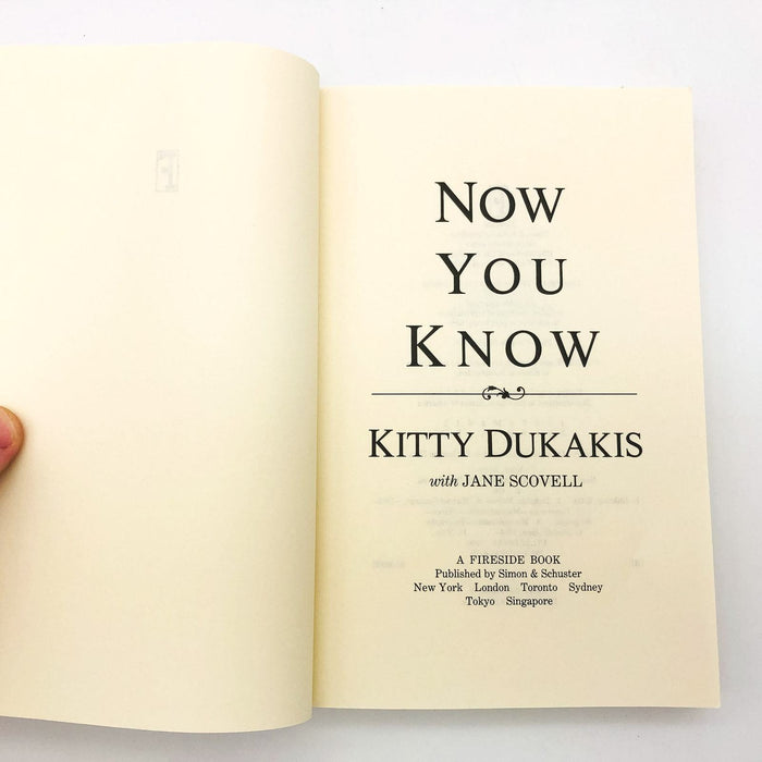 Now You Know Paperback Kitty Dukakis 1990 Michael Governor Massachusetts Wife 6