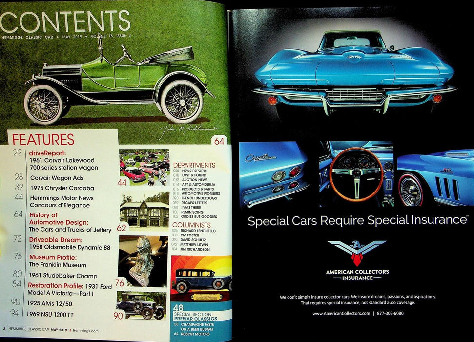 Hemmings Classic Car Magazine May 2019 Vol 15 # 8 Corvair Lakewood