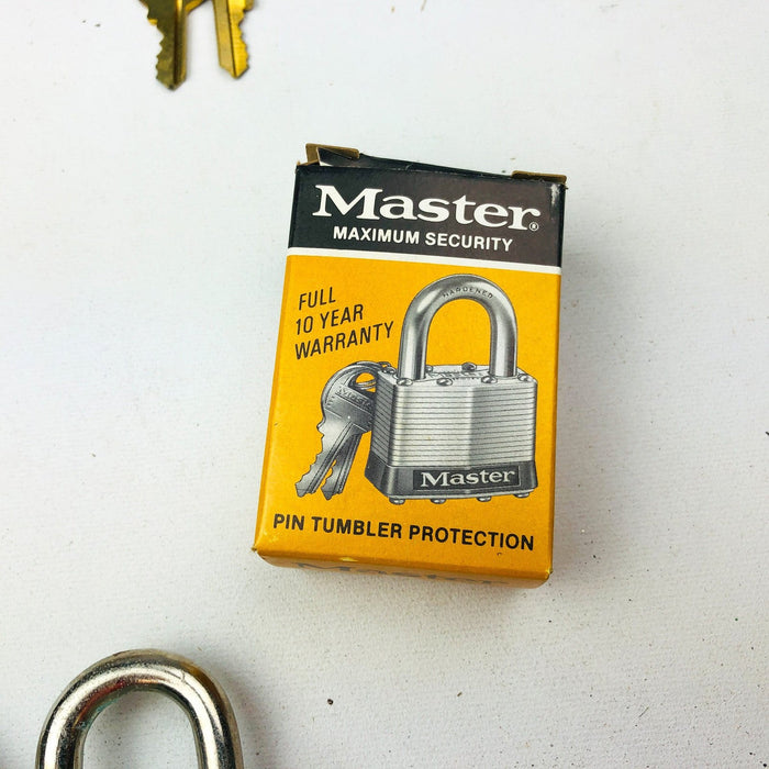 3ct Vintage No 1 Master Lock Padlock 1-1/4" Shackle New NOS Keyed Alike 2943 11