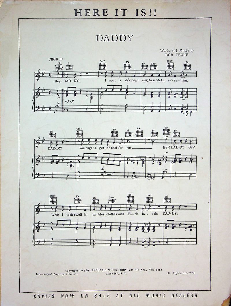 Until Tomorrow Sheet Music Sammy Kaye Piano Vocal 1940 WW2 Song Republic 4