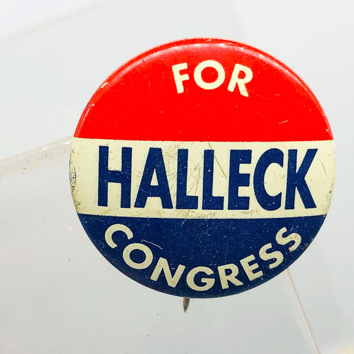 Halleck For Congress Button Pin .75" Indiana Political Campaign Republican 2