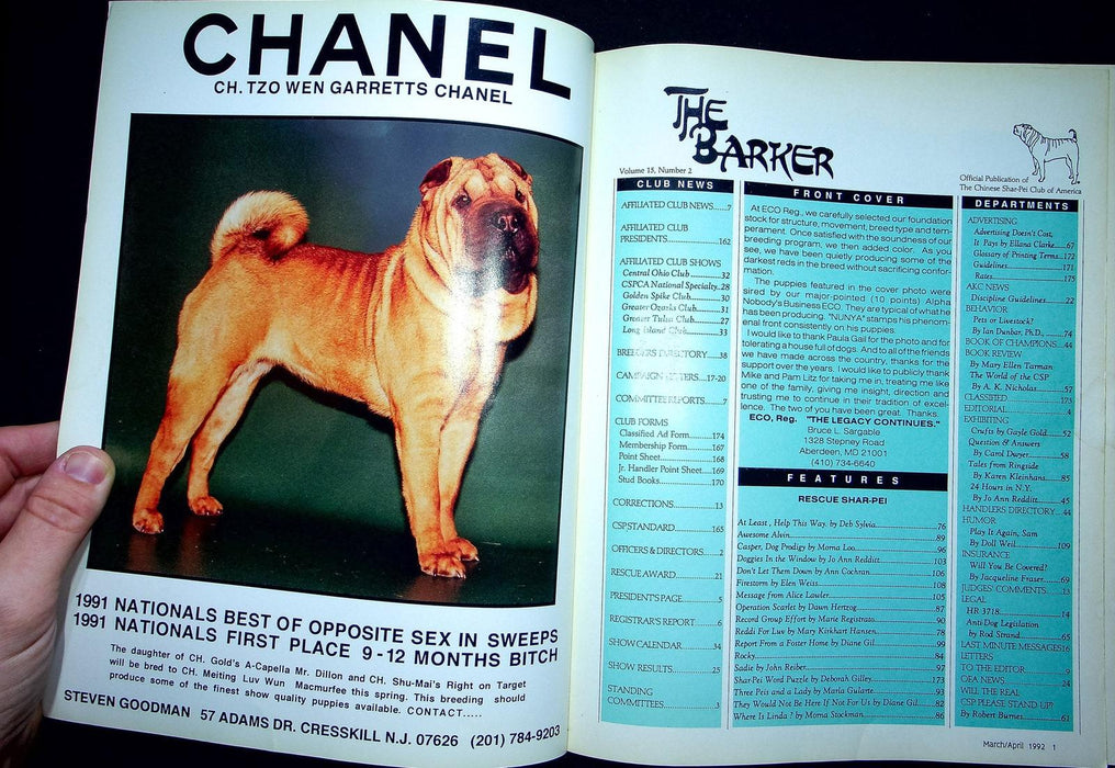 The Barker Magazine Mar April 1992 Shar-Pei Dog Prodigy AKC Breeders Directory