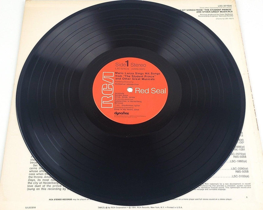 Mario Lanza The Student Prince 33 RPM LP Record RCA Reissue 5
