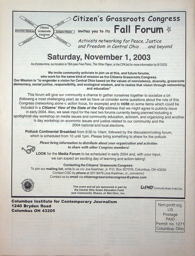 The Free Press Magazine Sep-Oct 2003 Election Rigging Conspiracy Democrates Ohio