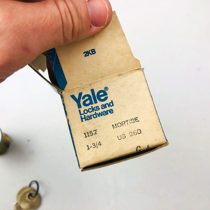 Yale Mortise Cylinder 1152 1-3/4" US26D Satin Chrome GA Keyway 6 Pin New NOS