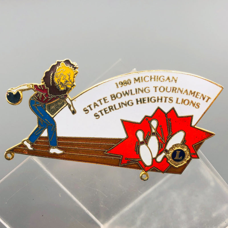 Vintage Lions Club Lapel Pin Michigan Bowling Tournament Sterling Heights 7