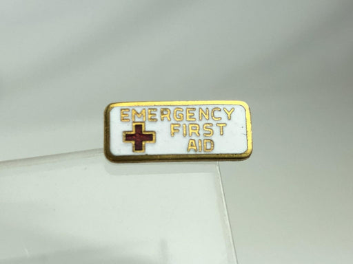 Vintage American Red Cross Lapel Pin Emergency First Aid Ball Locking W Stamp 2