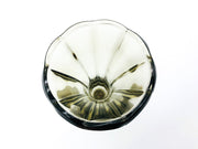 Vintage Gray Glass Vase 7" Pressed Smokey Black Tint Footed Flared Top 7