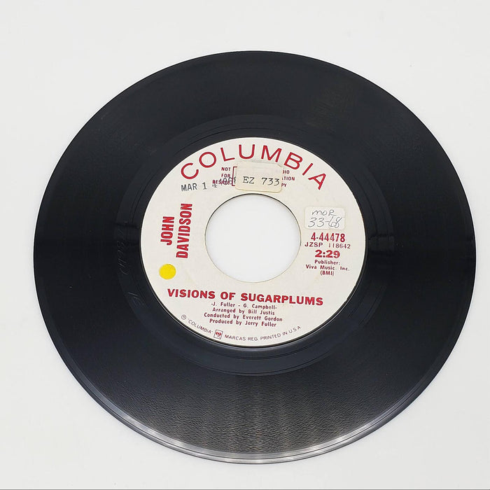 John Davidson Flame / Visions Of Sugarplums Single Record Columbia 1968 PROMO 2