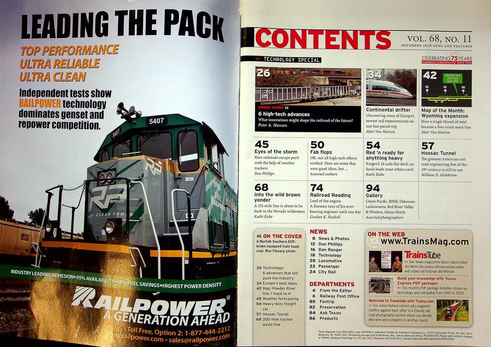 Trains Railroading Magazine November 2008 Vol 68 No 11 6 Advancments in Tech