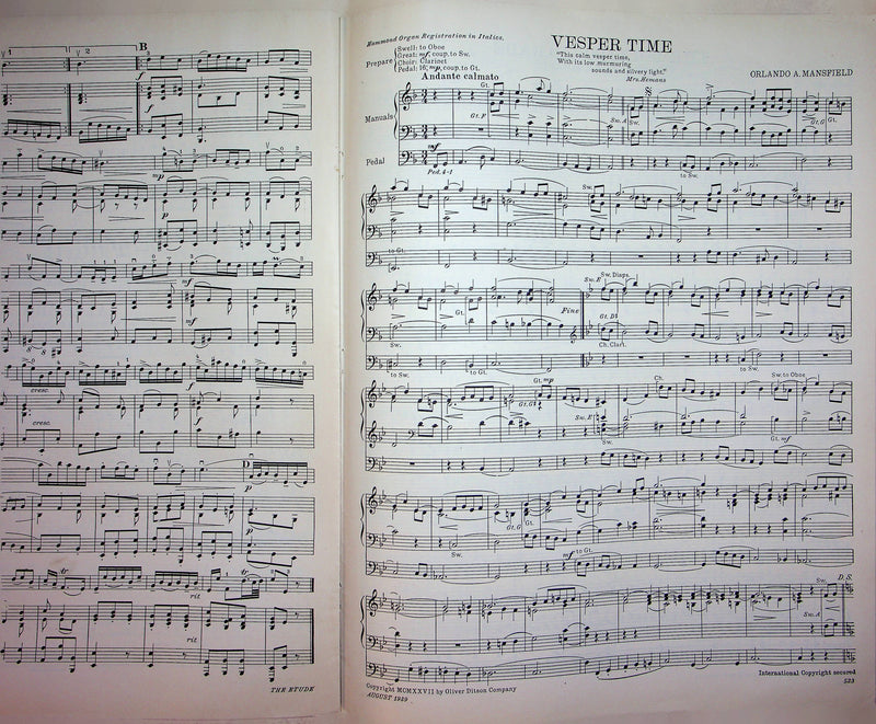 Scherzo Sonato in F Minor Sheet Music Piano Song Johannes Brahms 1939 Etude Mag 3