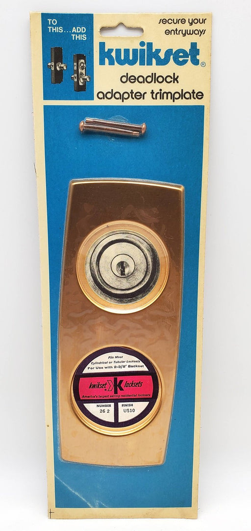 Vintage Kwikset Escutcheon Satin Bronze Doorknob & Deadbolt Trim Plate #262 1