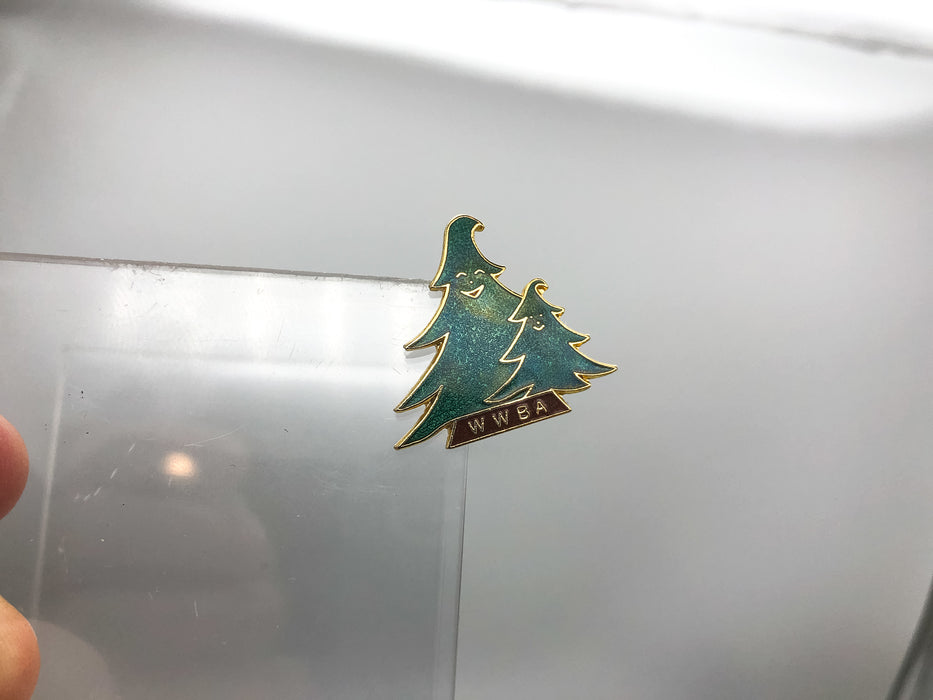 Womens Bowling Association Lapel Pin Wisconsin WWBA Green Pine Trees Pinback