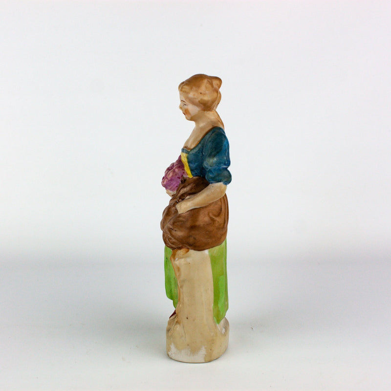 Occupied Japan Hadson Muted Colors Colonial Woman w/ Flowers 6.5 Inches 4