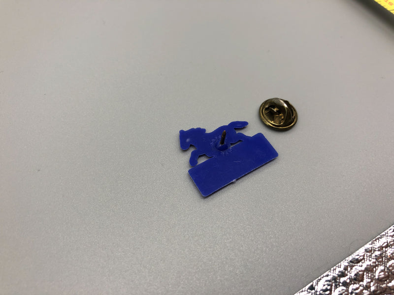 Vintage Kentucky Derby Lapel Pin Louisville Horse Racing Blue Plastic Gold