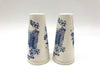 Vintage Ceramic Salt & Pepper Shakers Williamsburg Virginia Blue White Japan 4" 5