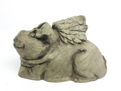 The Stone Bunny Angel Pig Statue Figurine Winged Piggy Gray Resin 2