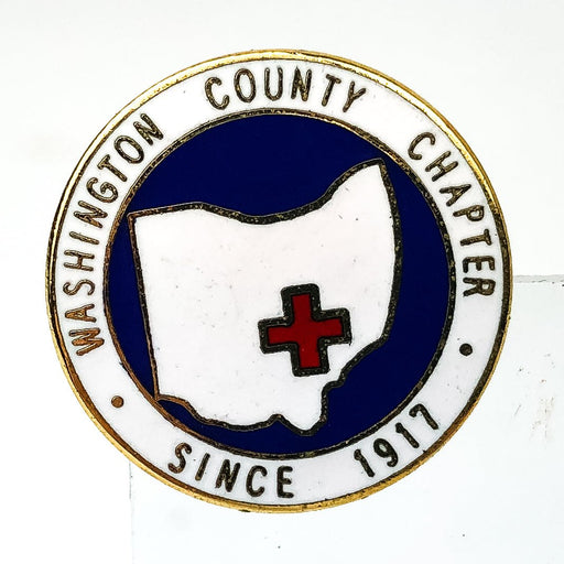 American Red Cross Pinback Washington County Ohio Since 1917 State Outline 1