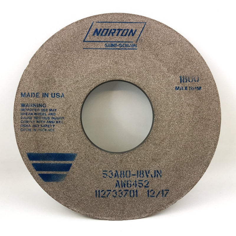Grinding Wheel 14" Aluminum Oxide 5" Arbor Cylindrical .625" Norton 53A80-18VJN 1