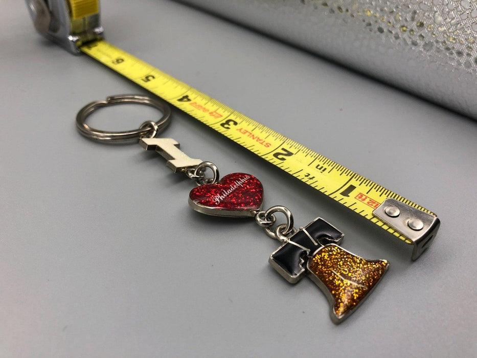 Philadelphia Key Chain Souvenir Trinket I Heart Philly Bell Sparkle Epoxy 9